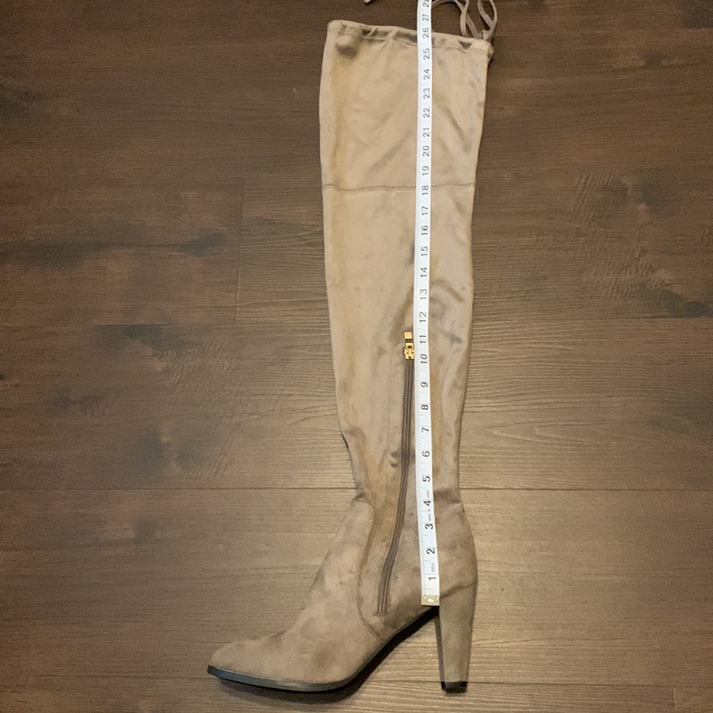 OVER THE KNEE BOOTS MICROSUEDE HEEL BROWN SIZE 10 - Picture 6 of 8